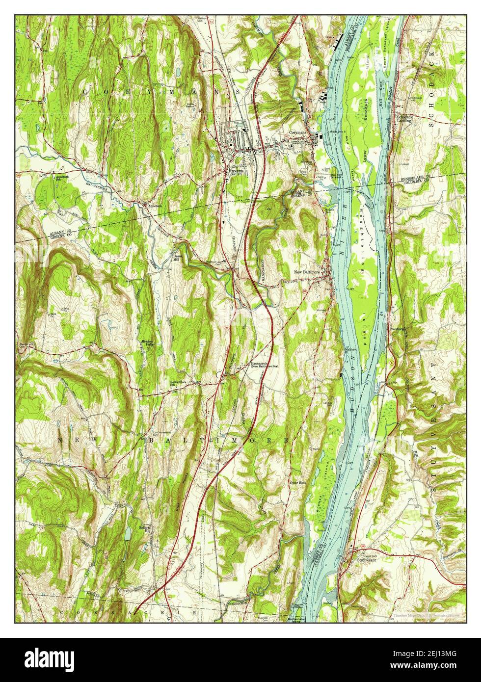 Ravena, New York, map 1953, 124000, United States of America by