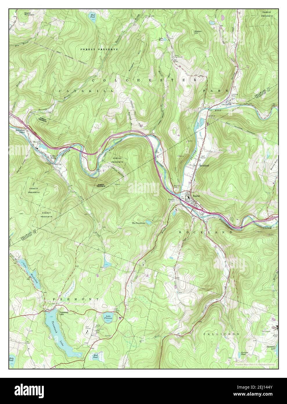 Roscoe, New York, map 1965, 124000, United States of America by