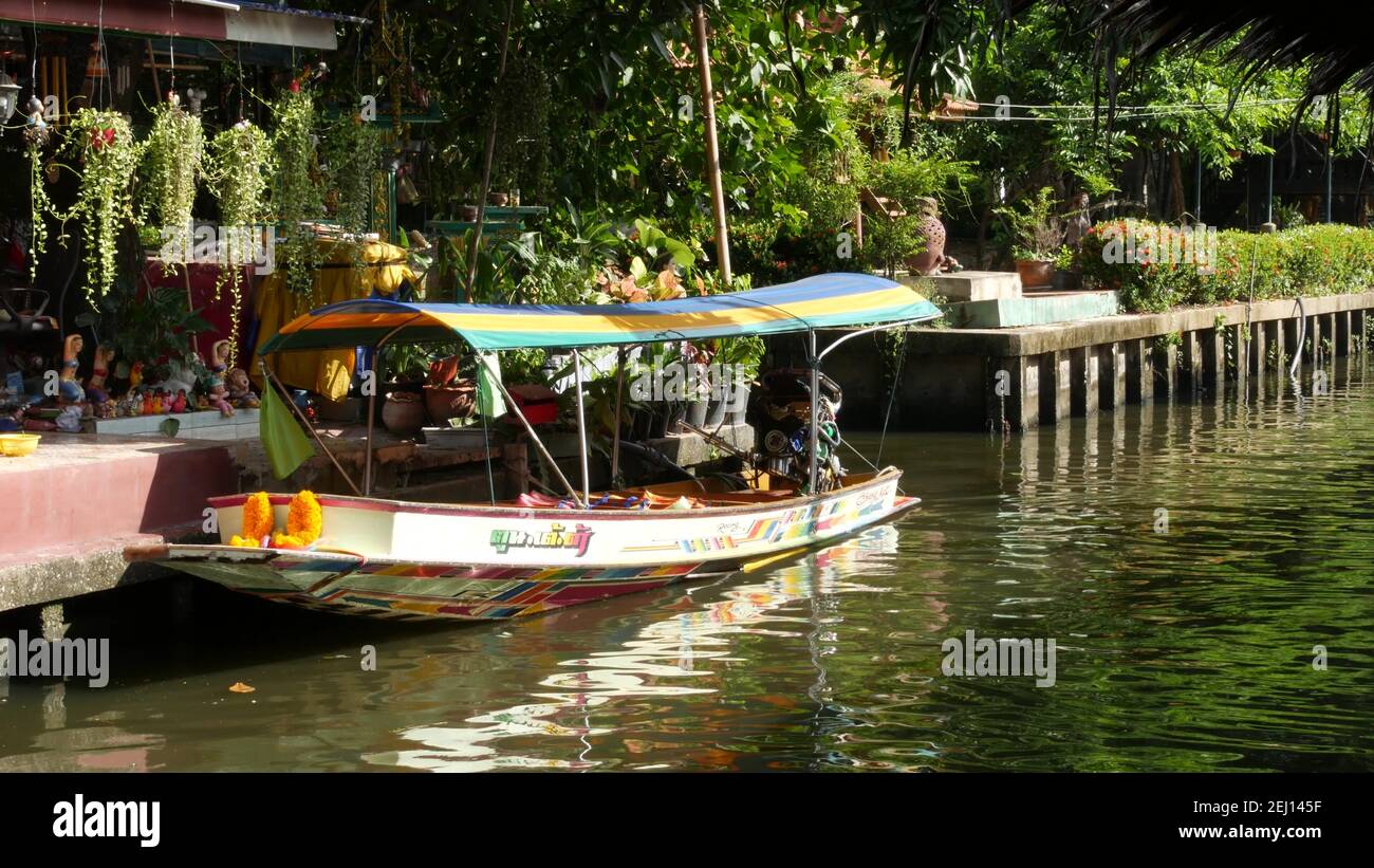 BANGKOK, THAILAND 13 JULY 2019 Traditional asian river canal. View