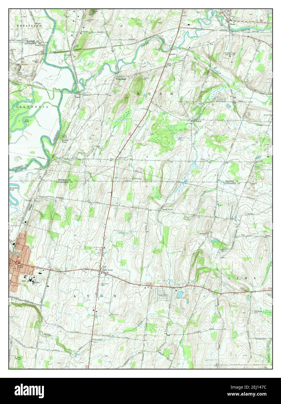 Rush, New York, map 1971, 124000, United States of America by Timeless