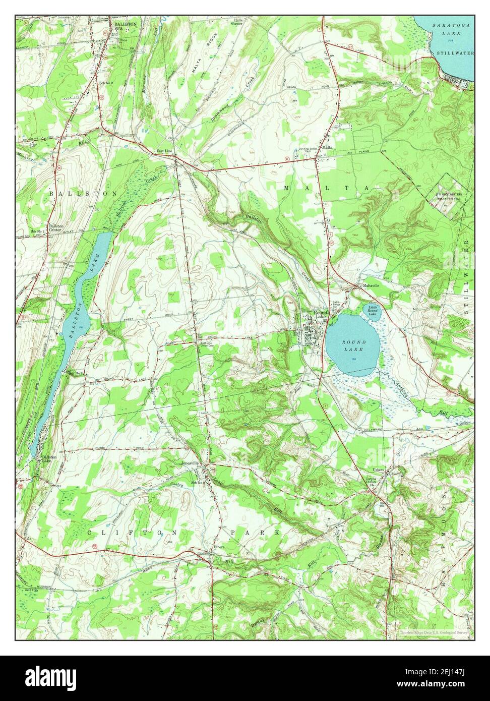 Round Lake, New York, map 1954, 124000, United States of America by