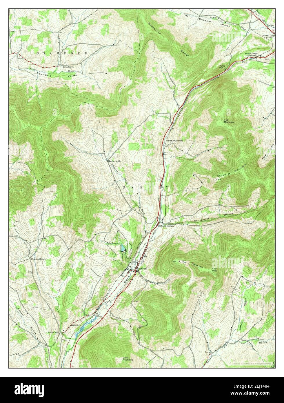 Roxbury, New York, map 1945, 124000, United States of America by Timeless Maps, data U.S
