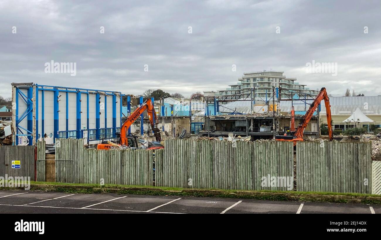 Demolition of the old swimming pool, which opened in 1987, taking place