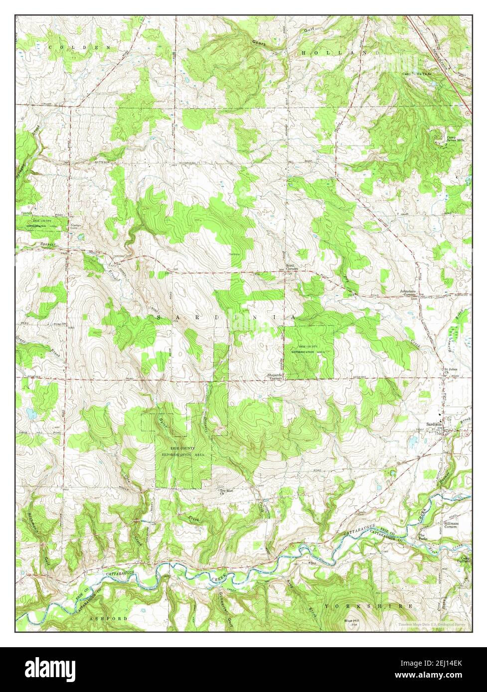 Sardinia, New York, map 1957, 124000, United States of America by