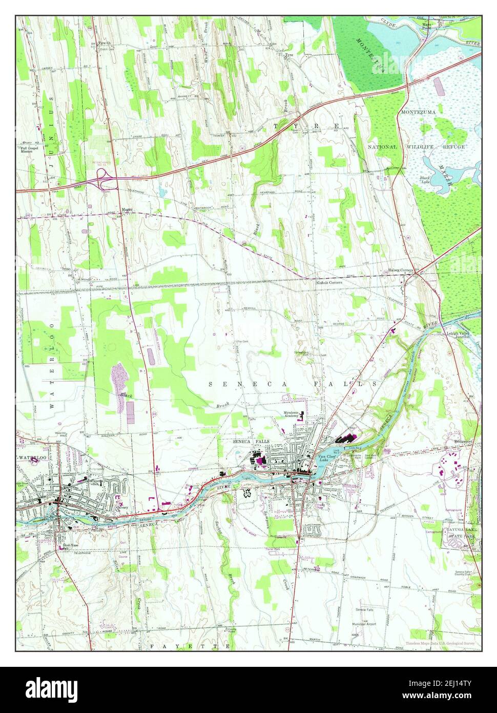 Seneca Falls, New York, map 1953, 124000, United States of America by