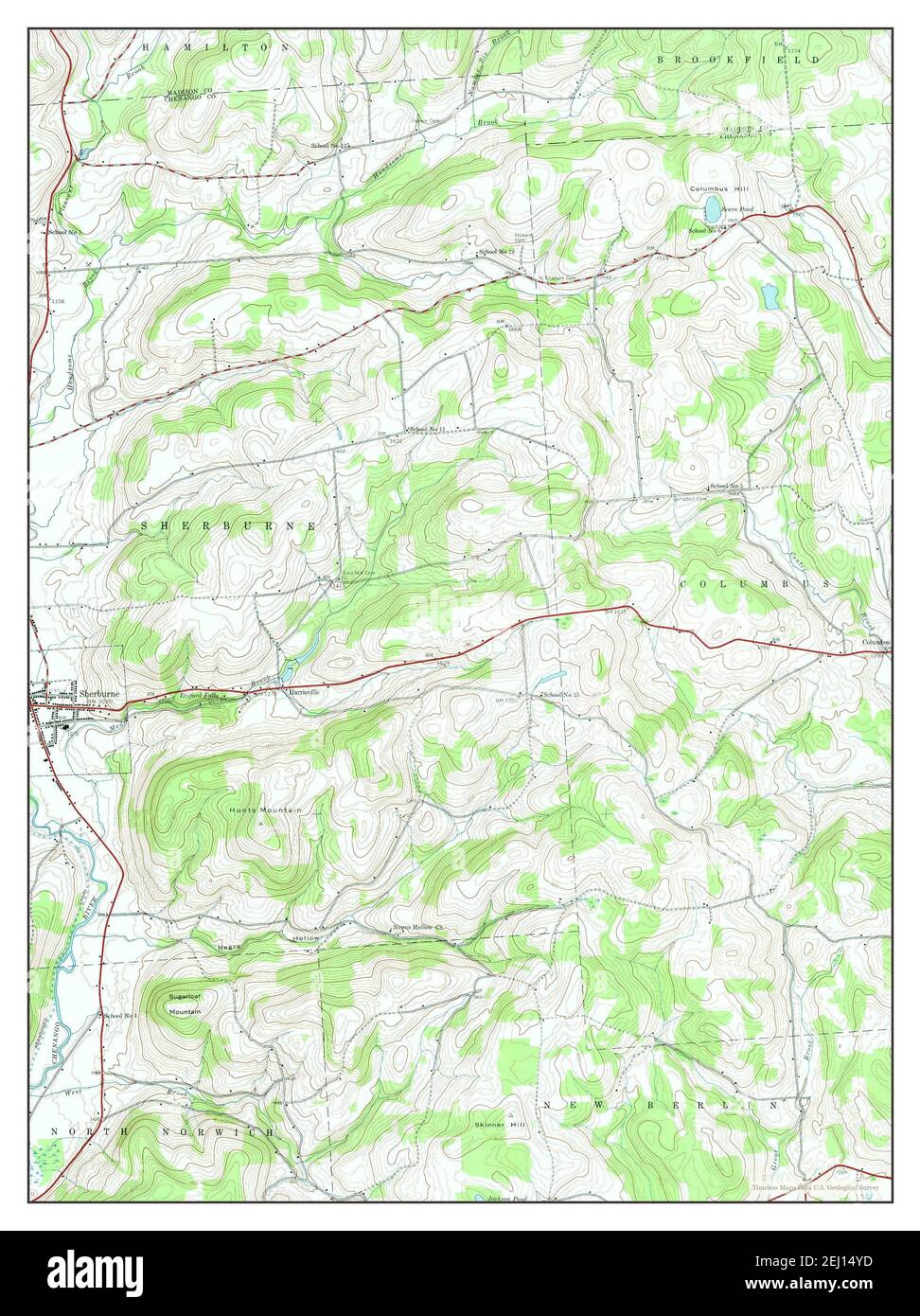 Sherburne, New York, map 1943, 124000, United States of America by