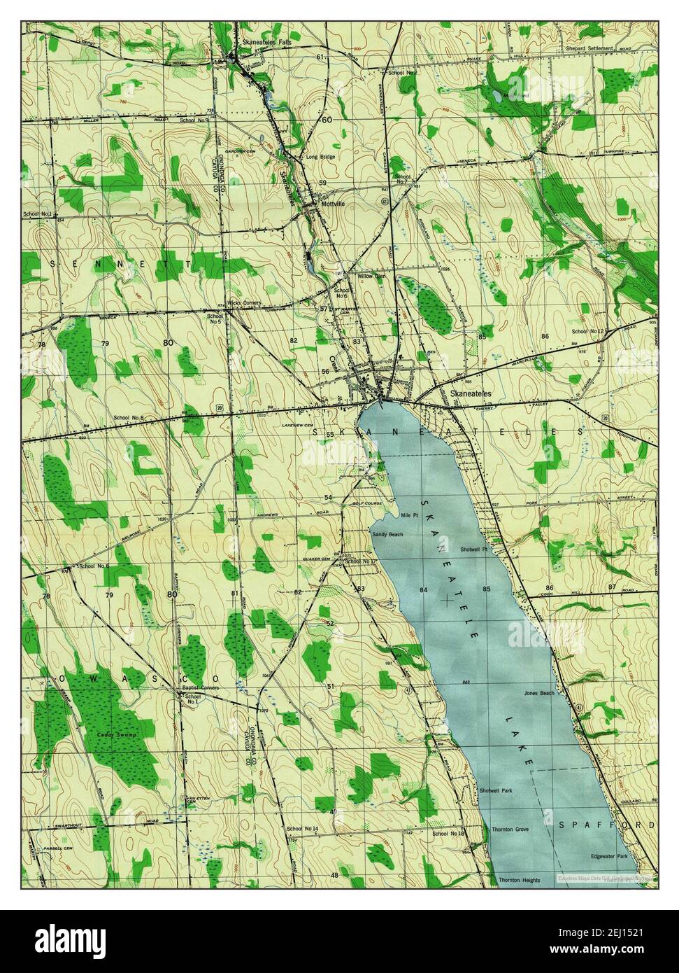 Skaneateles, New York, map 1949, 125000, United States of America by