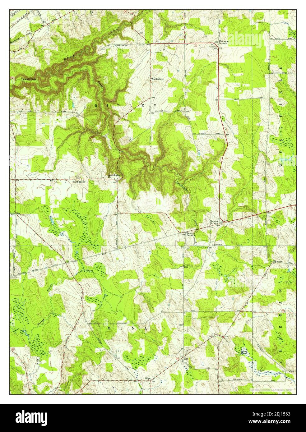 South Ripley, New York, map 1954, 124000, United States of America by