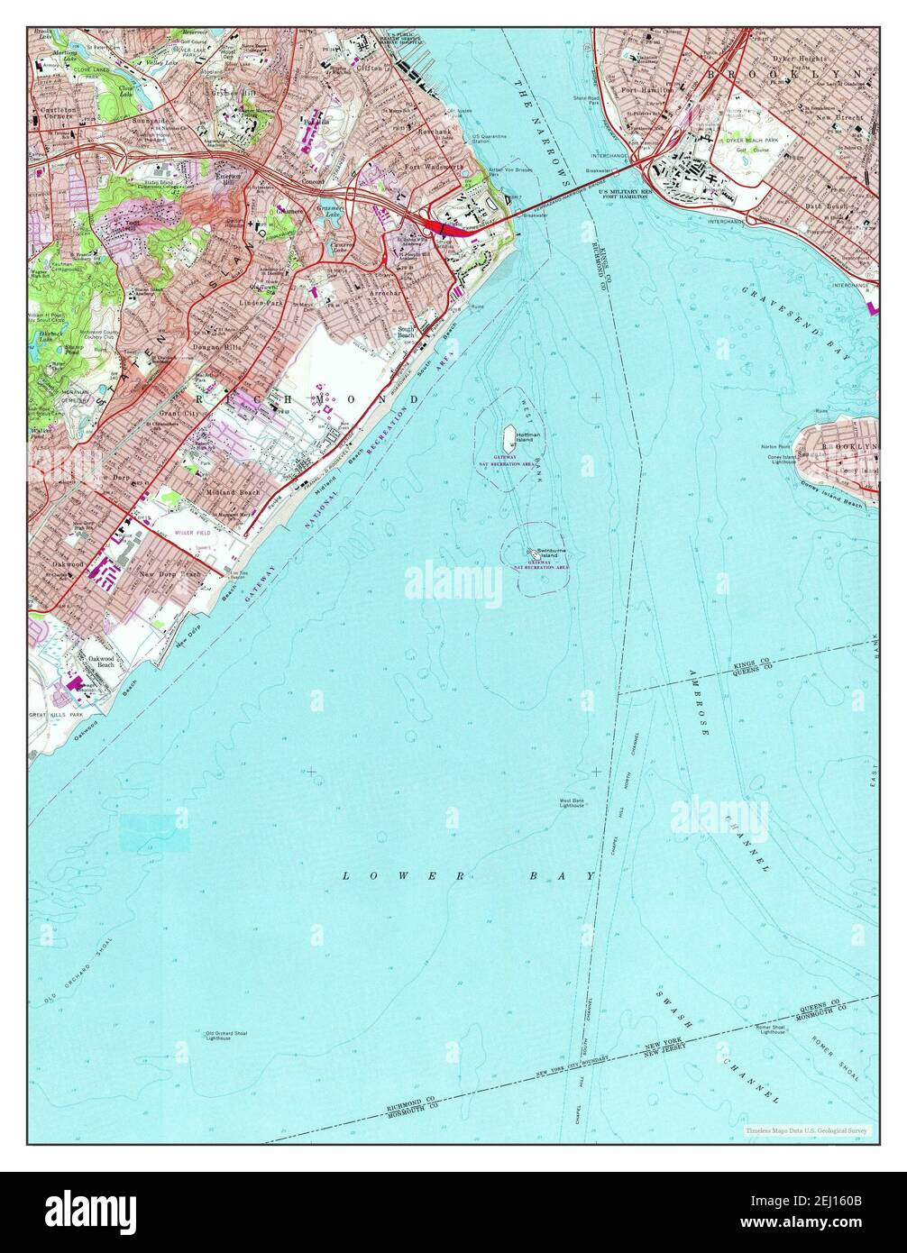 The Narrows, New York, map 1966, 124000, United States of America by