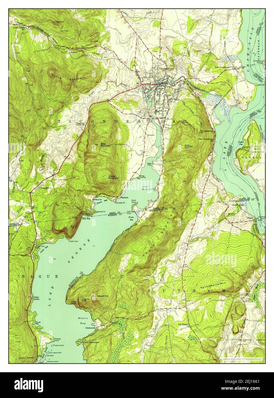 Ticonderoga, New York, map 1950, 124000, United States of America by