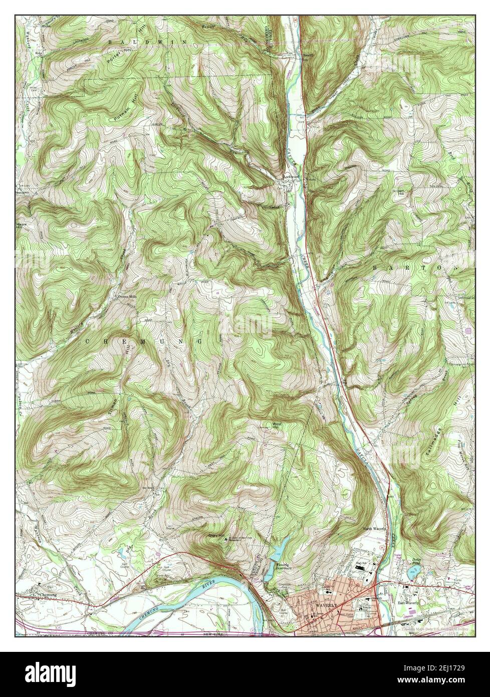 Waverly, New York, map 1969, 1:24000, United States of America by Timeless Maps, data U.S. Geological Survey Stock Photo