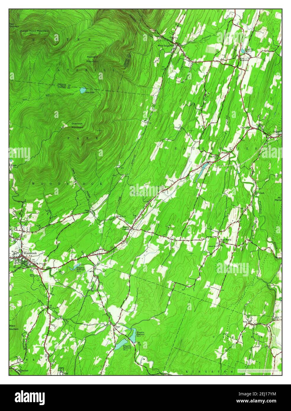 Woodstock, New York, map 1945, 1:24000, United States of America by  Timeless Maps, data U.S. Geological Survey Stock Photo - Alamy