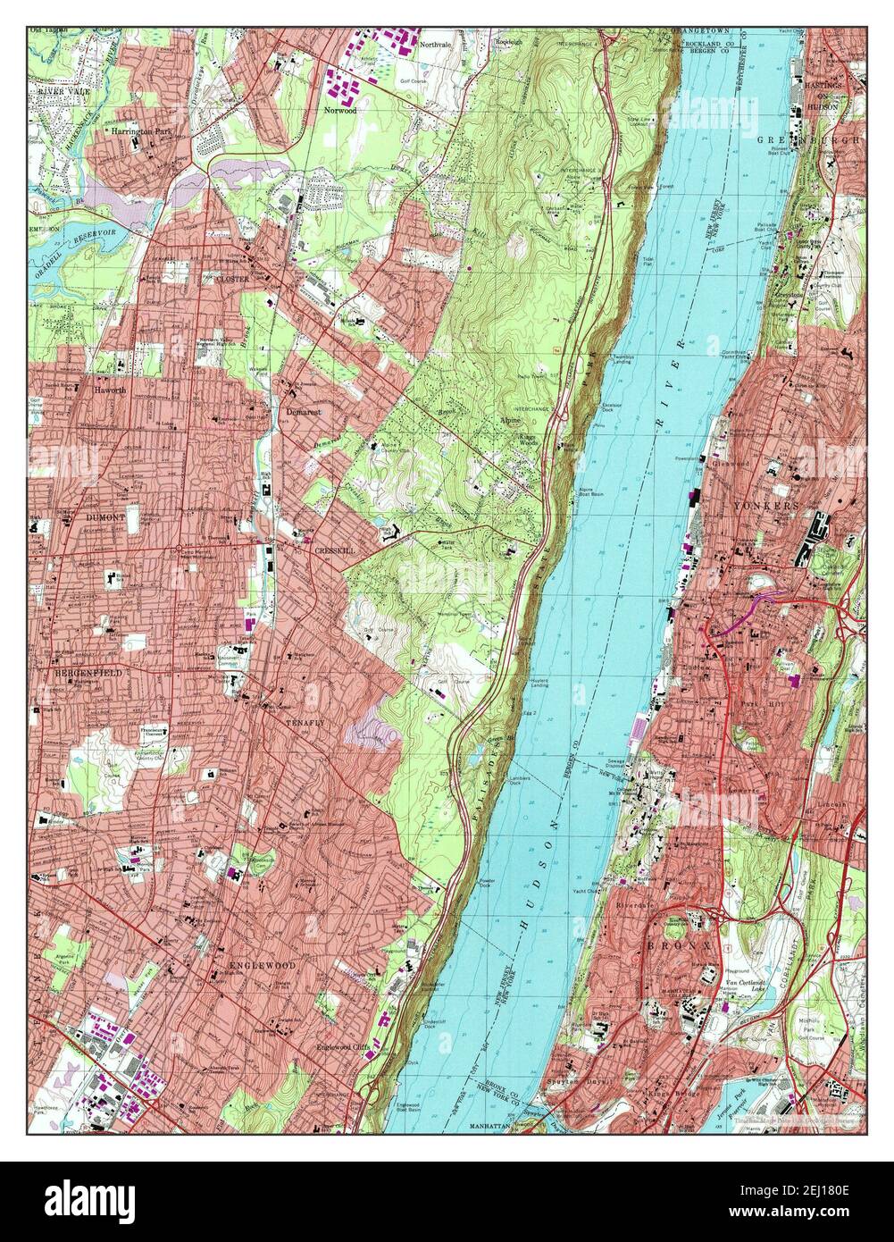 Yonkers, New York, map 1998, 124000, United States of America by