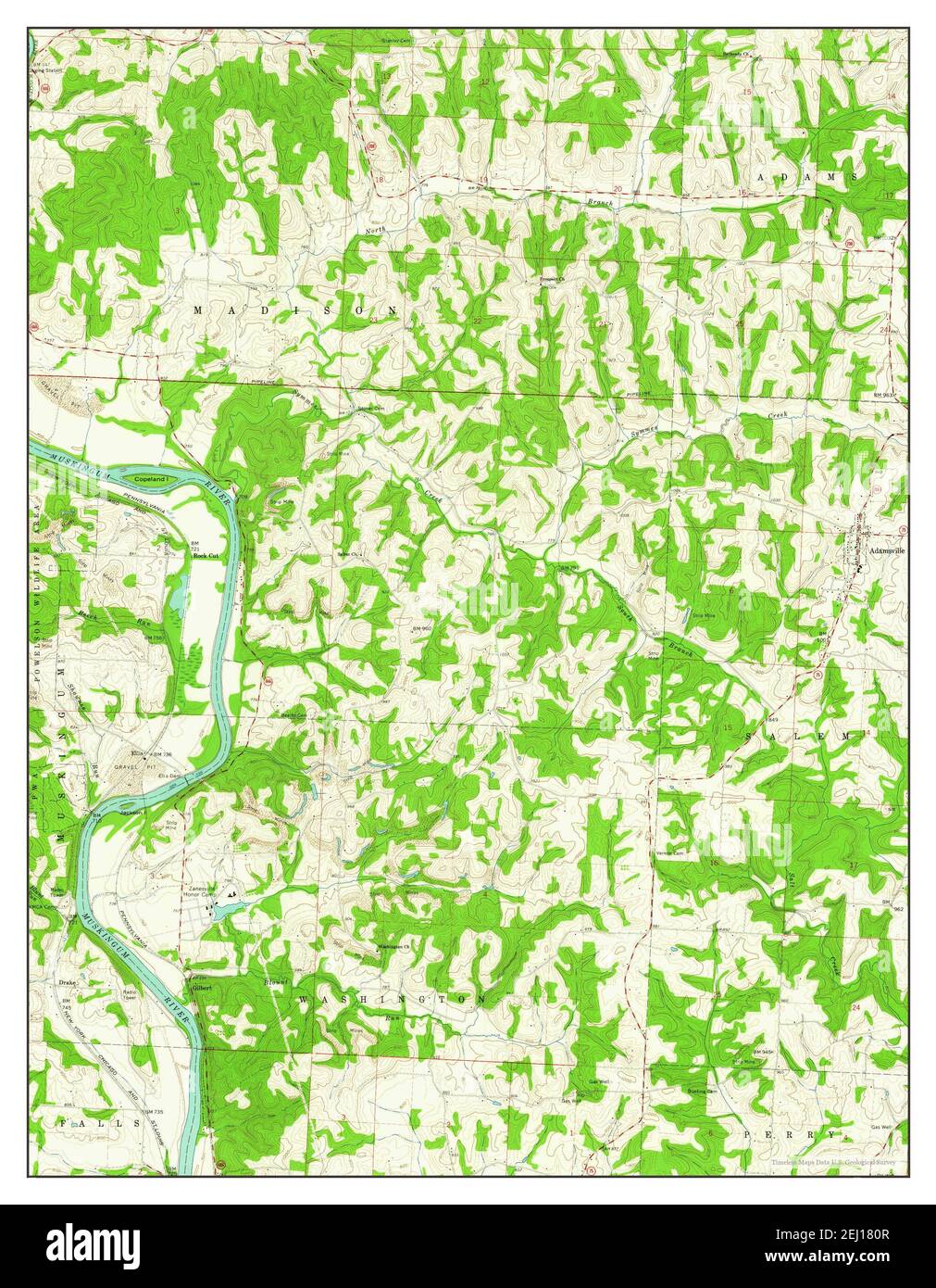 Adamsville, Ohio, map 1962, 1:24000, United States of America by Timeless Maps, data U.S. Geological Survey Stock Photo