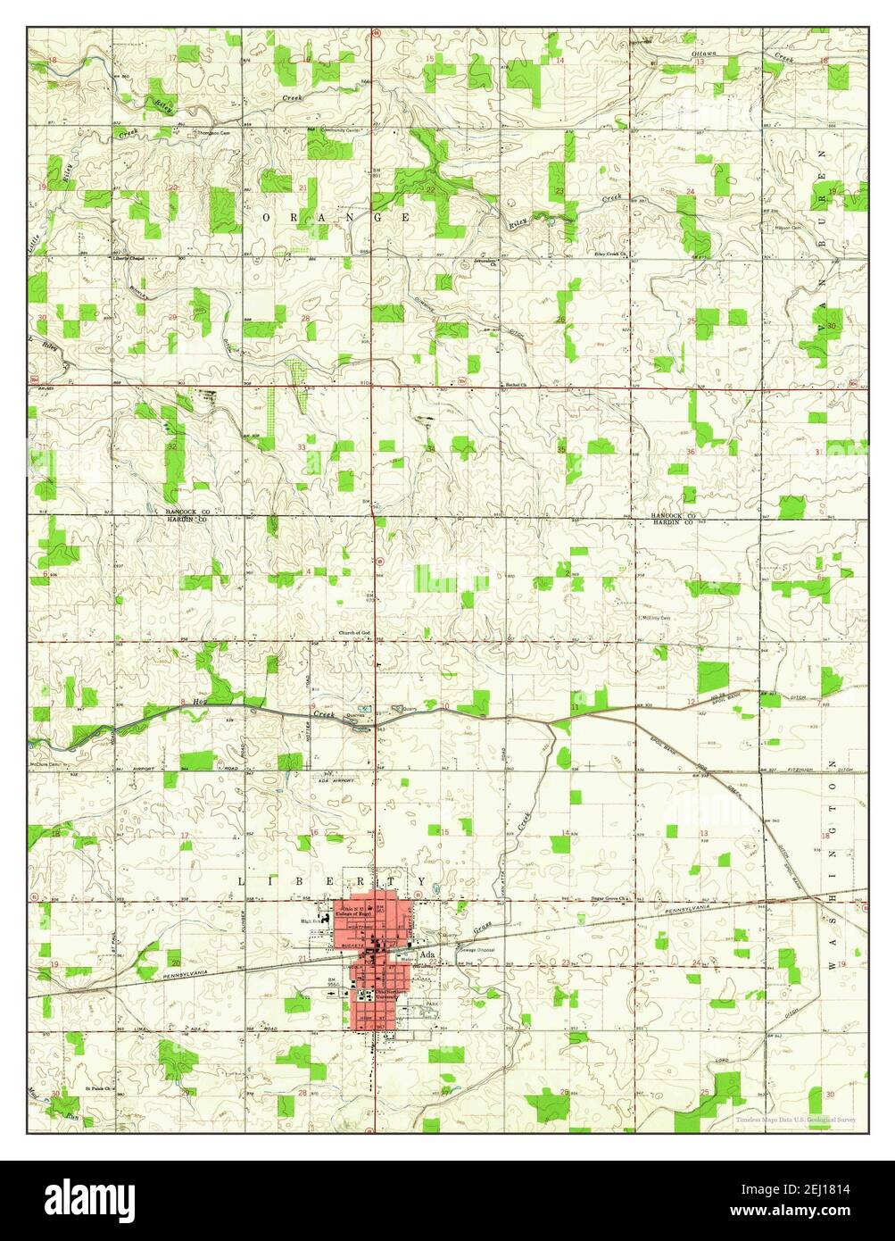 Ada, Ohio, map 1961, 1:24000, United States of America by Timeless Maps, data U.S. Geological Survey Stock Photo