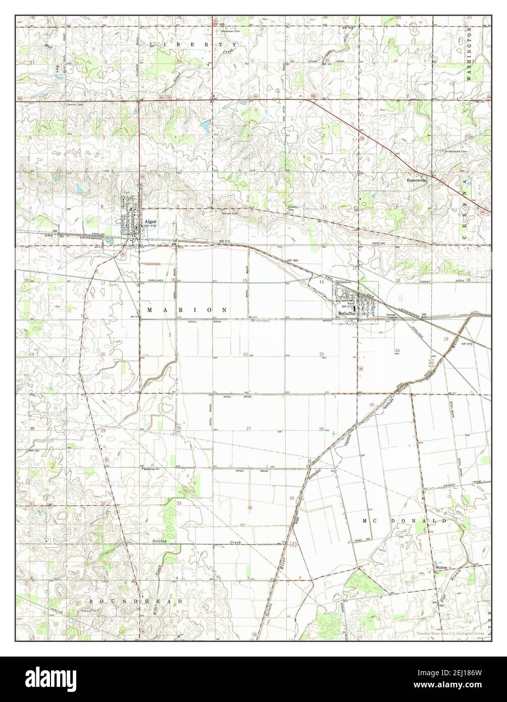Alger, Ohio, map 1961, 124000, United States of America by Timeless