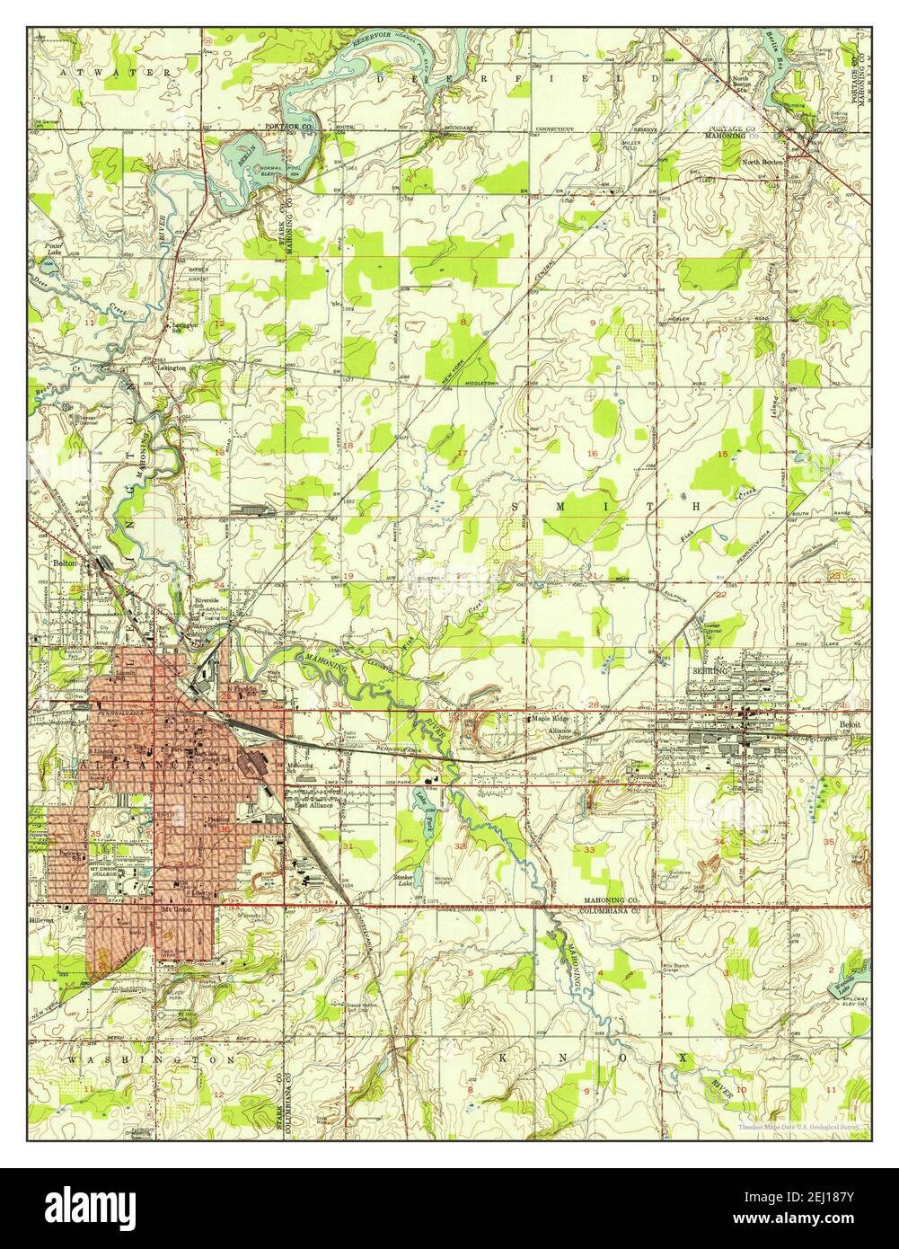Alliance, Ohio, map 1952, 124000, United States of America by Timeless