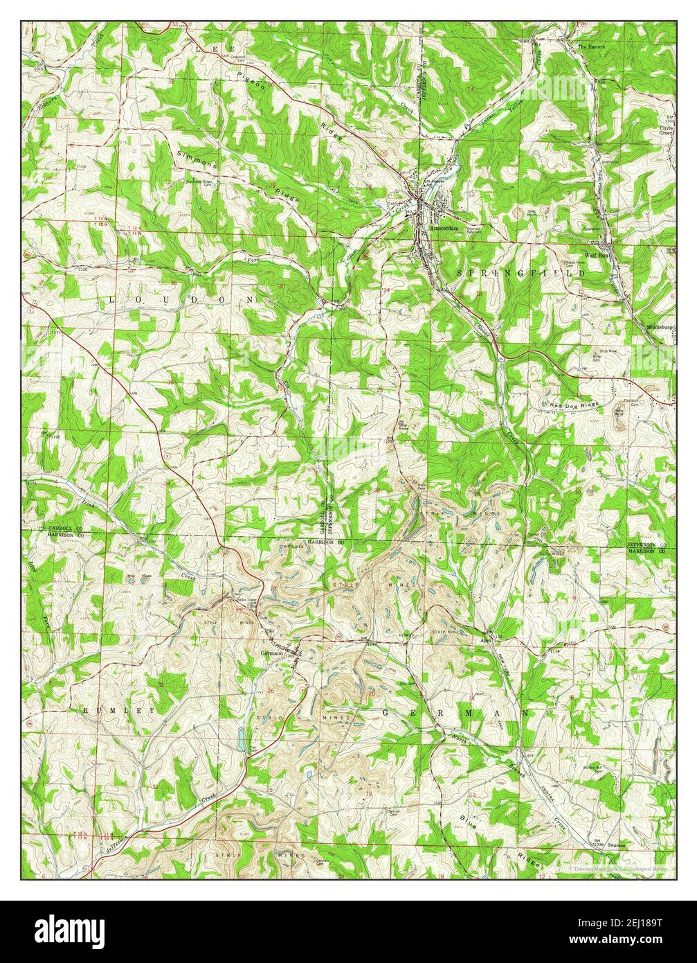 Amsterdam, Ohio, map 1960, 124000, United States of America by Timeless Maps, data U.S