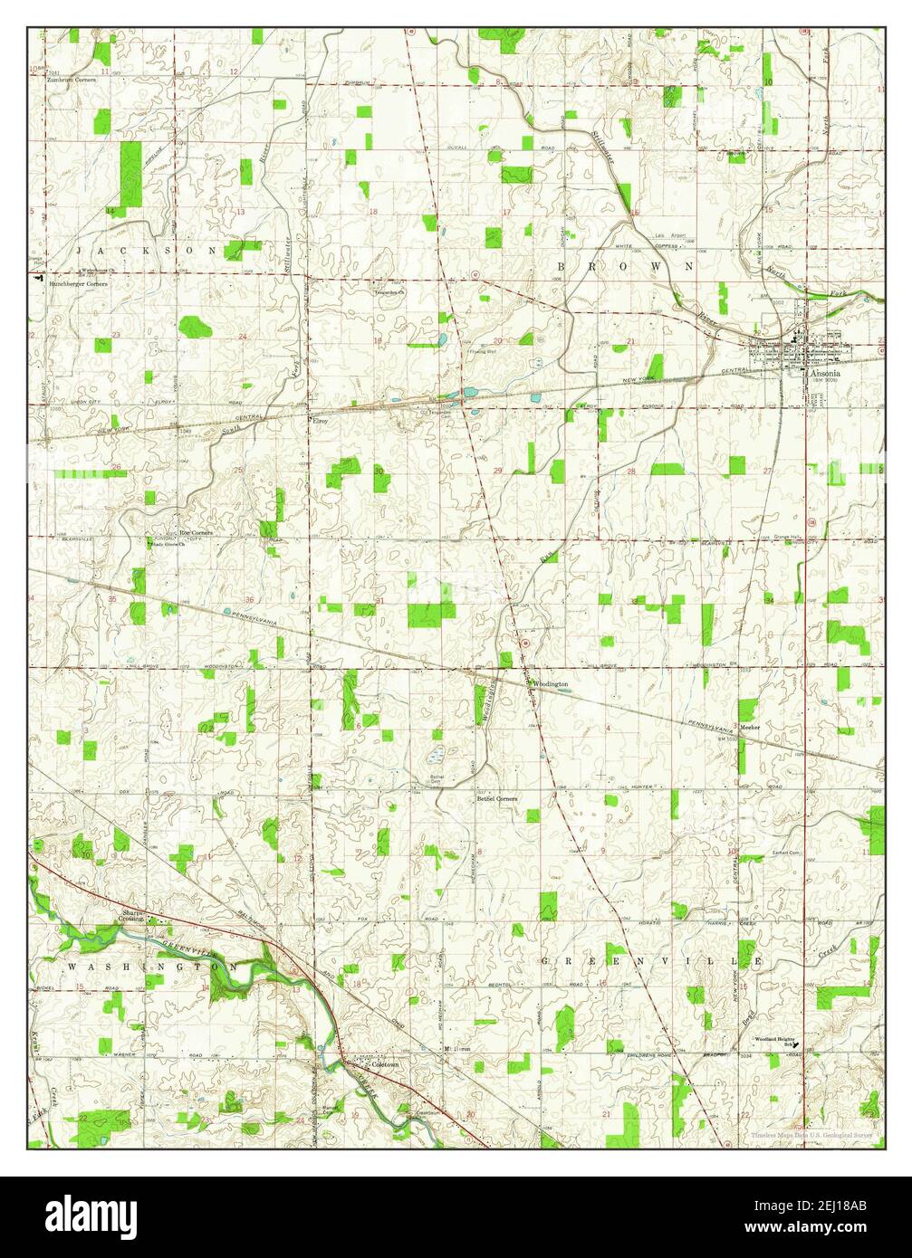 Ansonia, Ohio, map 1961, 124000, United States of America by Timeless
