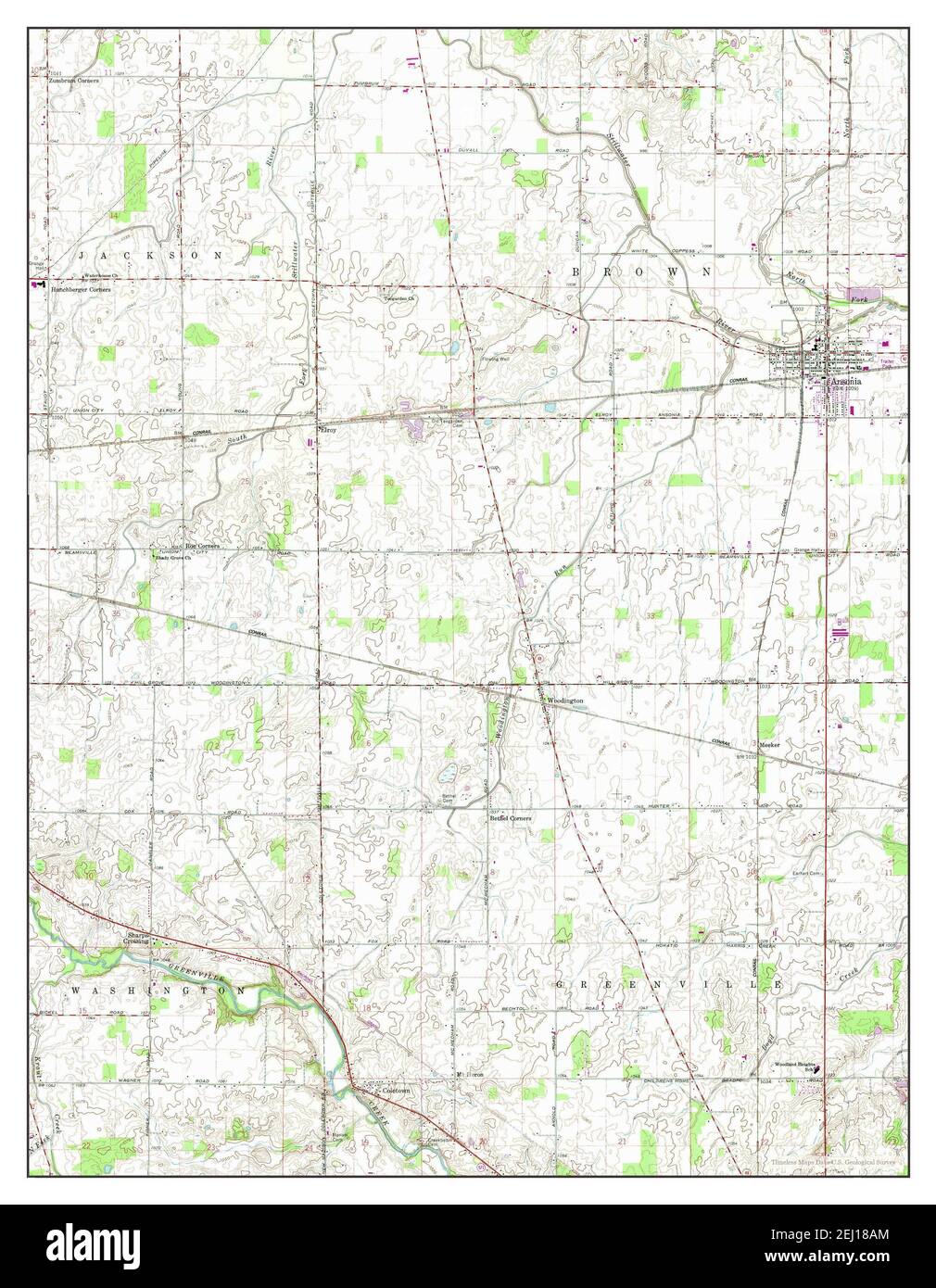 Ansonia, Ohio, map 1961, 124000, United States of America by Timeless