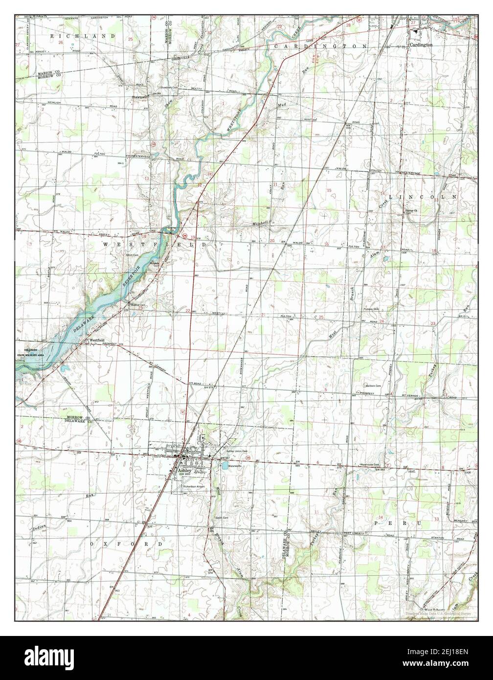 Ashley, Ohio, map 1995, 124000, United States of America by Timeless Maps, data U.S. Geological