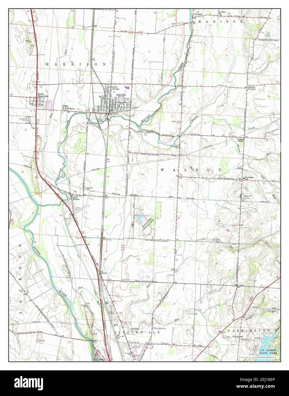 Ashville, Ohio, map 1992, 124000, United States of America by Timeless Maps, data U.S