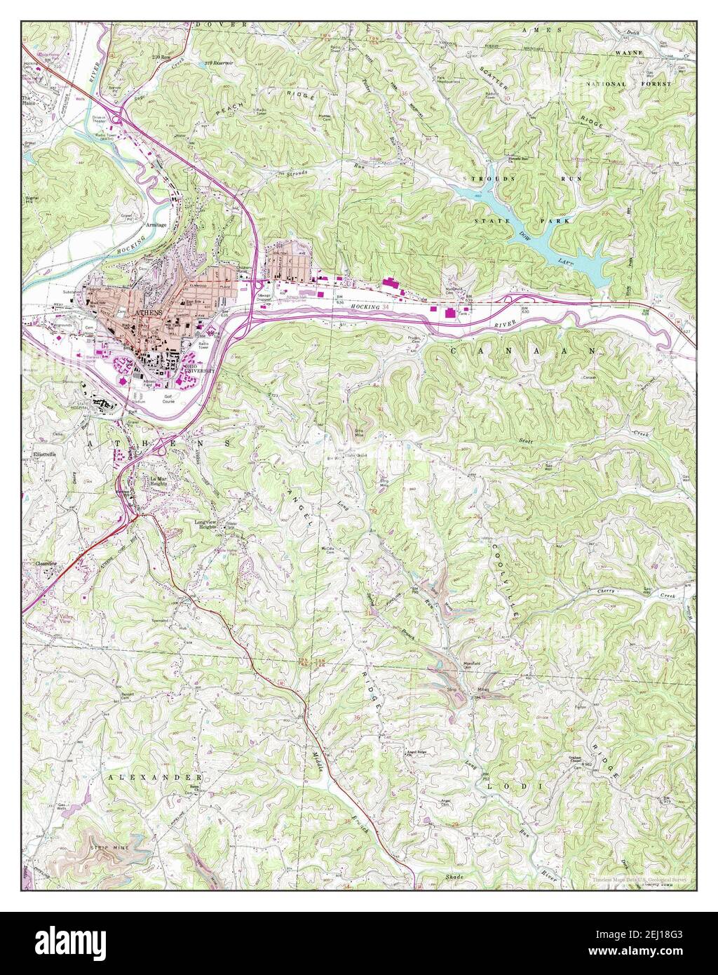 Athens, Ohio, map 1961, 1:24000, United States of America by Timeless Maps, data U.S. Geological Survey Stock Photo