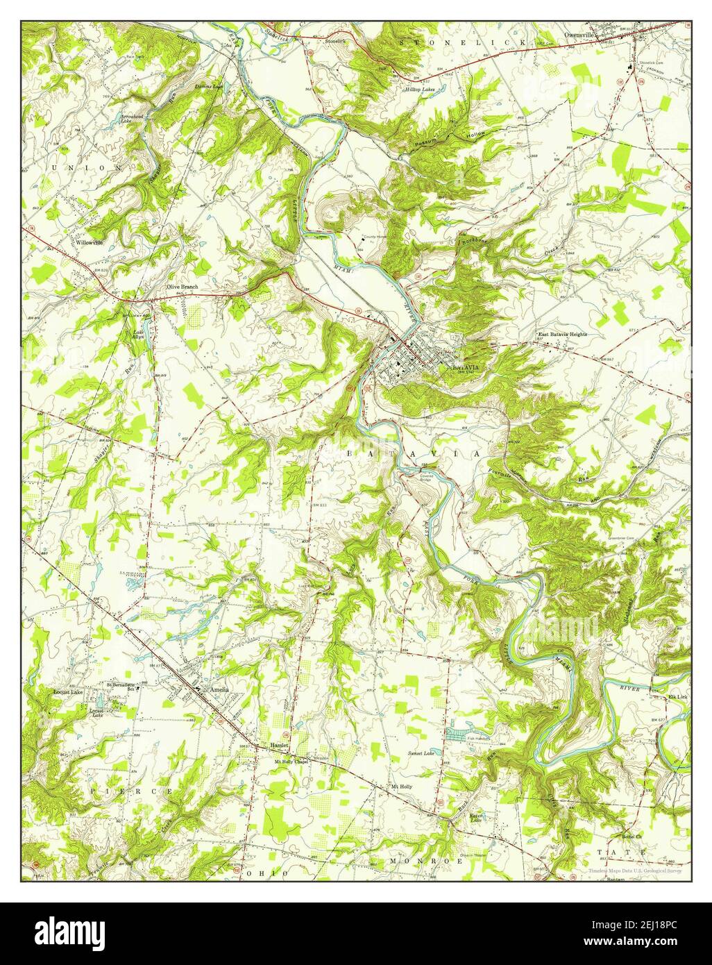 Batavia, Ohio, map 1953, 124000, United States of America by Timeless