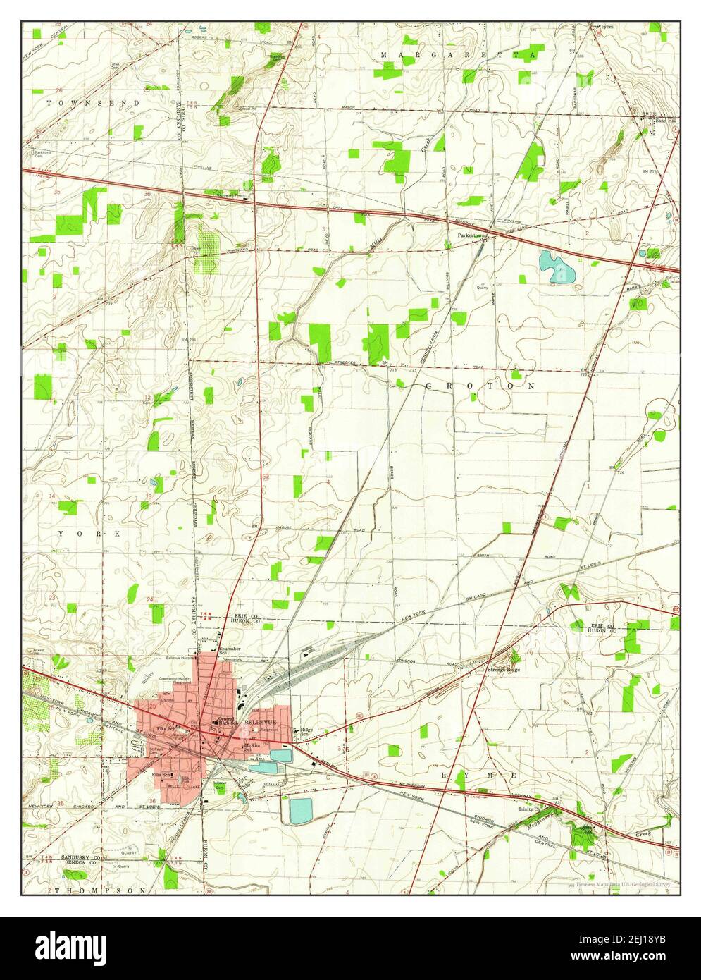 Bellevue, Ohio, map 1959, 124000, United States of America by Timeless