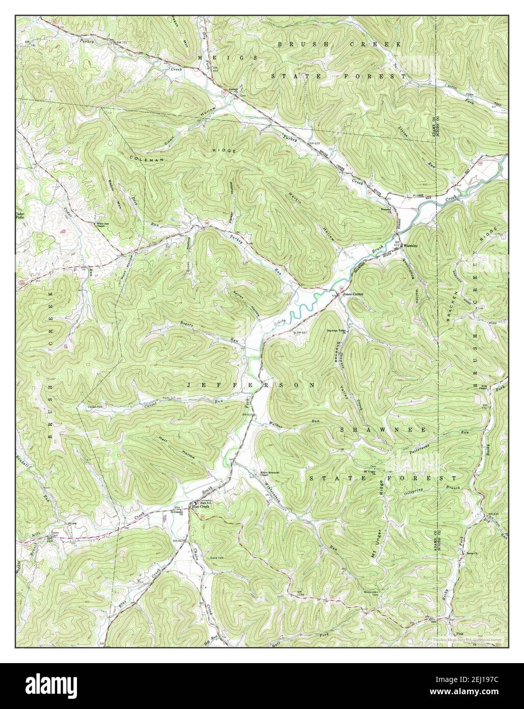 Blue Creek, Ohio, map 1961, 124000, United States of America by