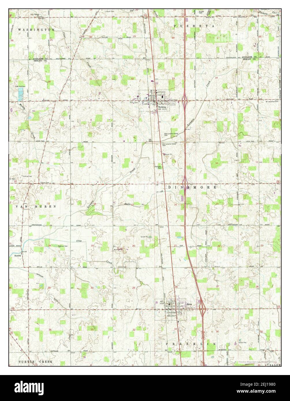 Botkins, Ohio, map 1961, 124000, United States of America by Timeless