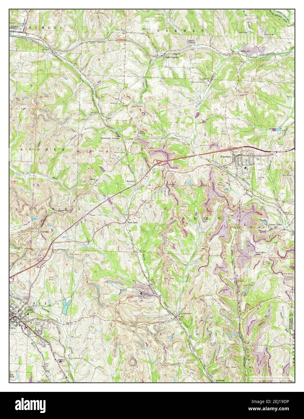 Cadiz, Ohio, map 1960, 1:24000, United States of America by Timeless Maps, data U.S. Geological Survey Stock Photo