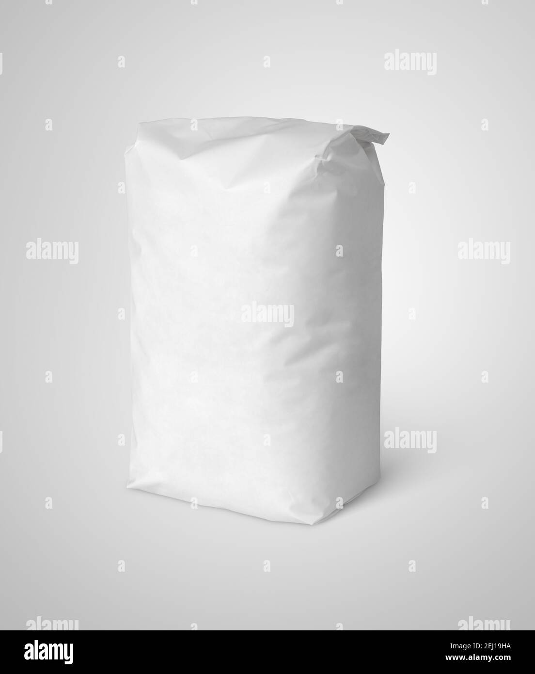 Blank white paper bag package of salt on gray with clipping path Stock Photo