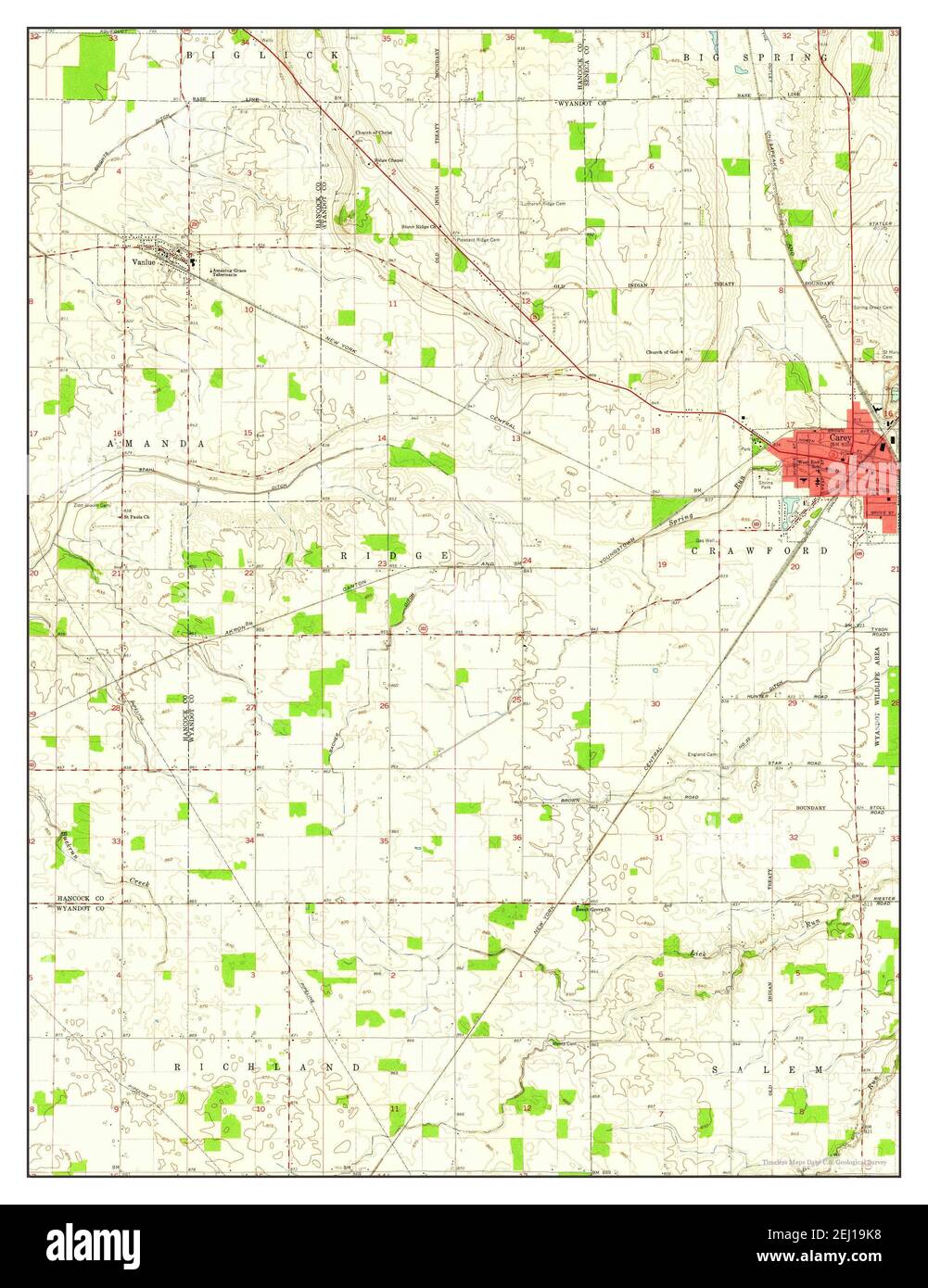 Carey, Ohio, map 1961, 124000, United States of America by Timeless