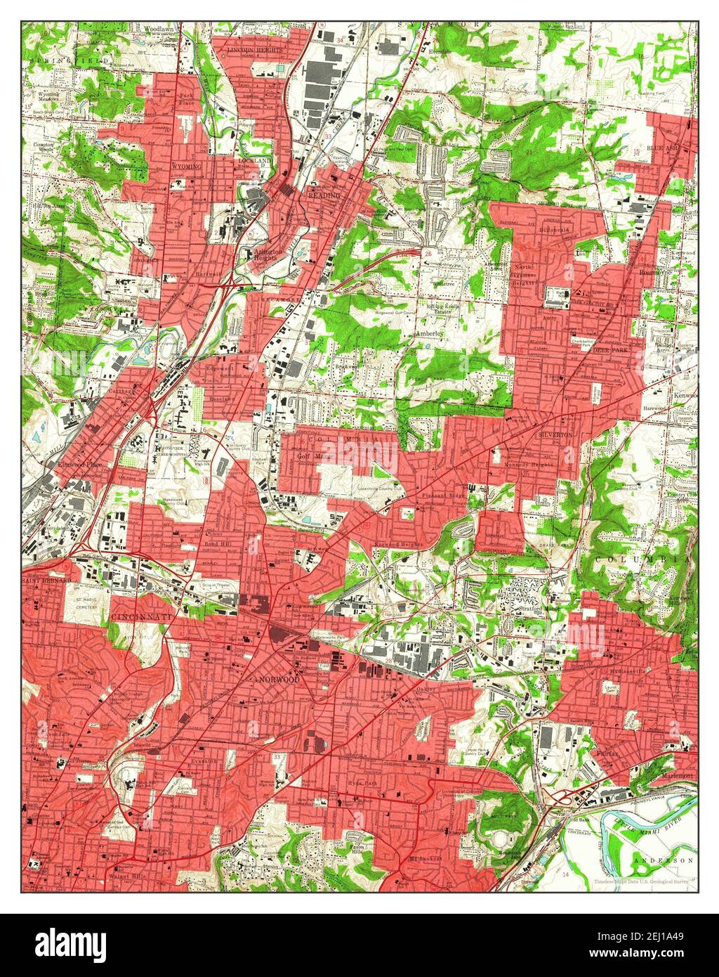 Cincinnati East Ohio Map 1961 1 24000 United States Of America By