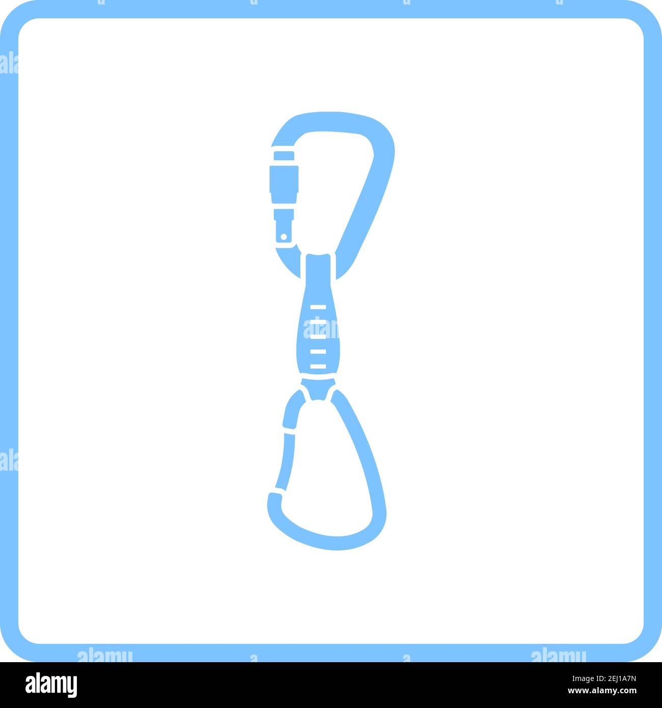 Alpinist Quickdraw Icon. Blue Frame Design. Vector Illustration. Stock Vector