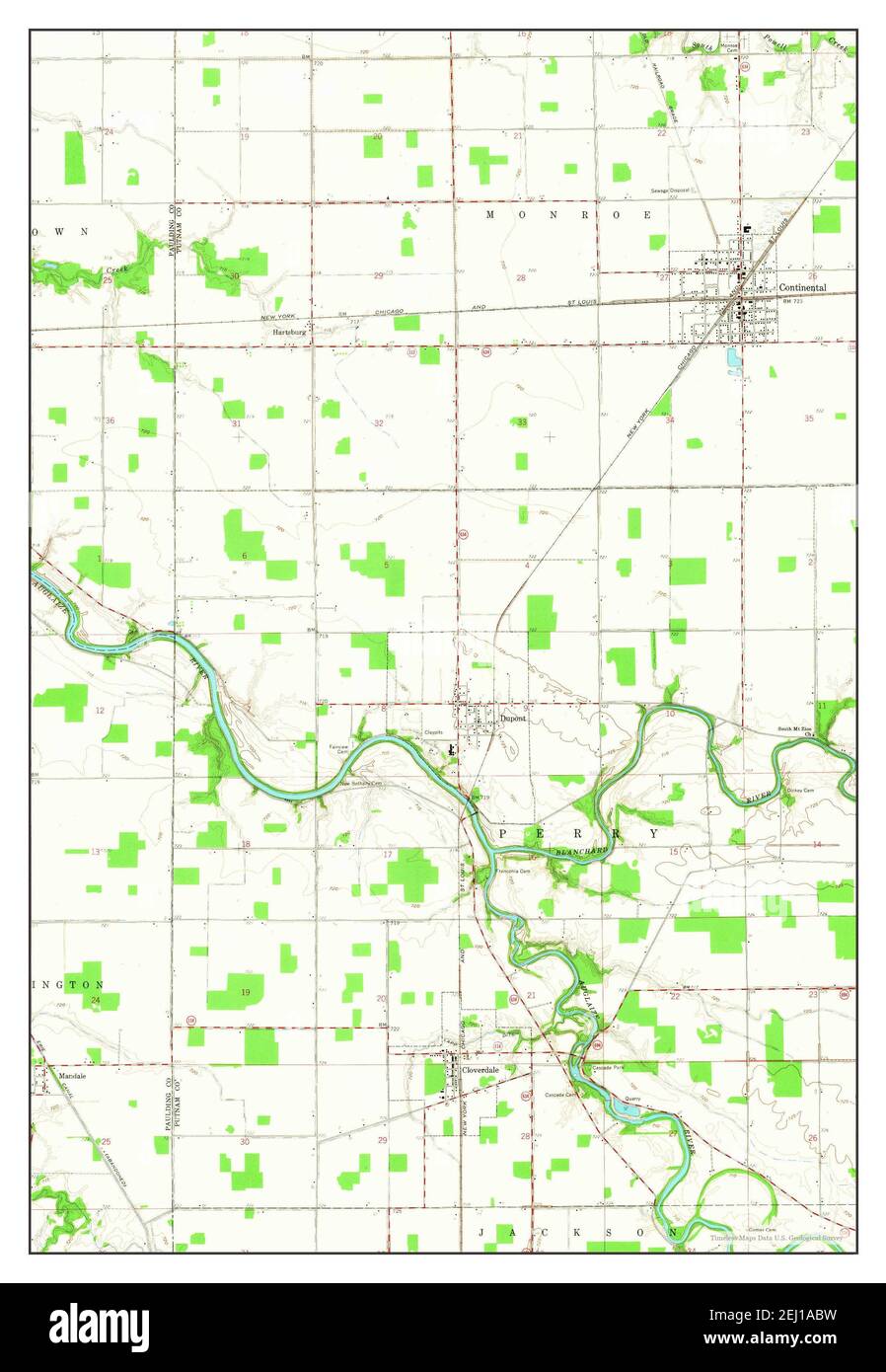 Continental, Ohio, map 1960, 124000, United States of America by Timeless Maps, data U.S