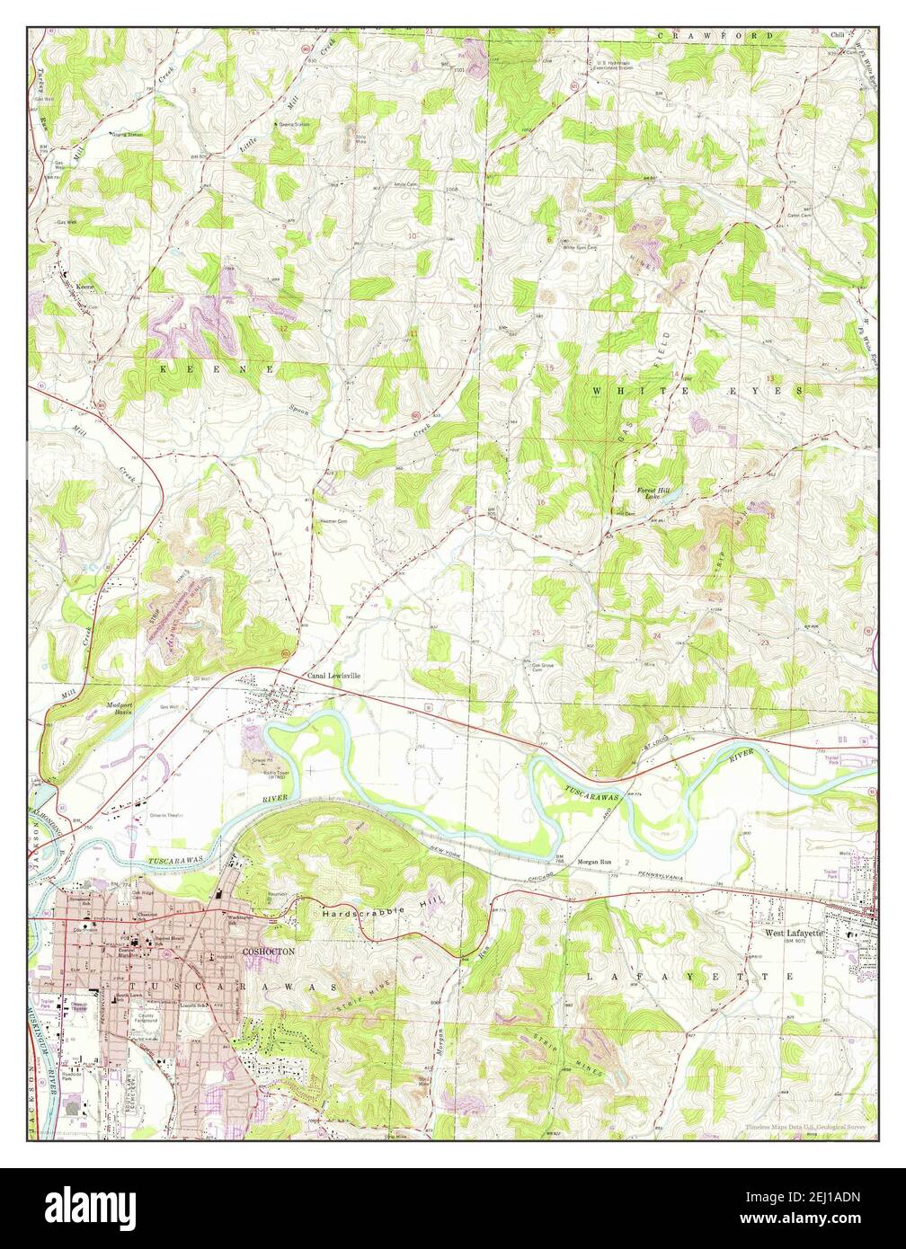 Coshocton, Ohio, map 1961, 124000, United States of America by Timeless Maps, data U.S
