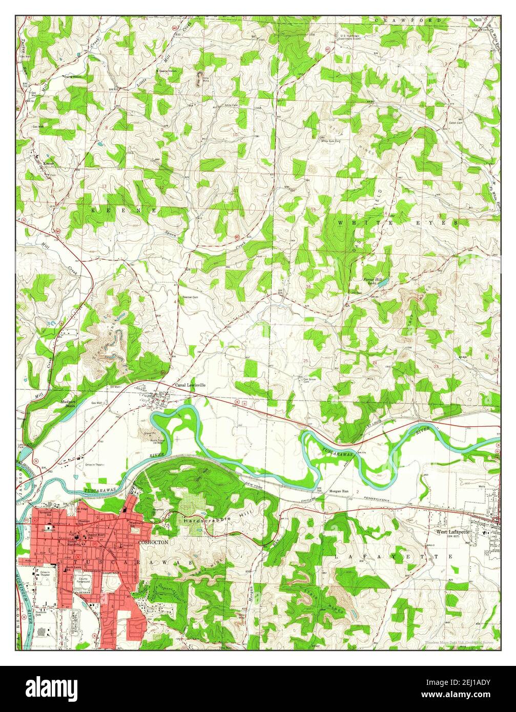 Coshocton, Ohio, map 1961, 124000, United States of America by Timeless Maps, data U.S