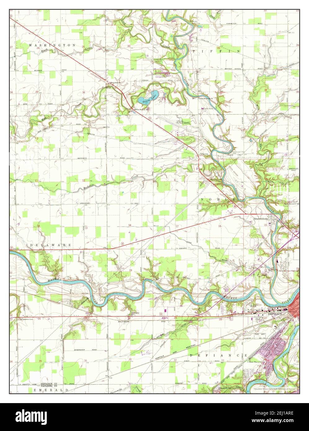 Defiance West, Ohio, map 1960, 124000, United States of America by