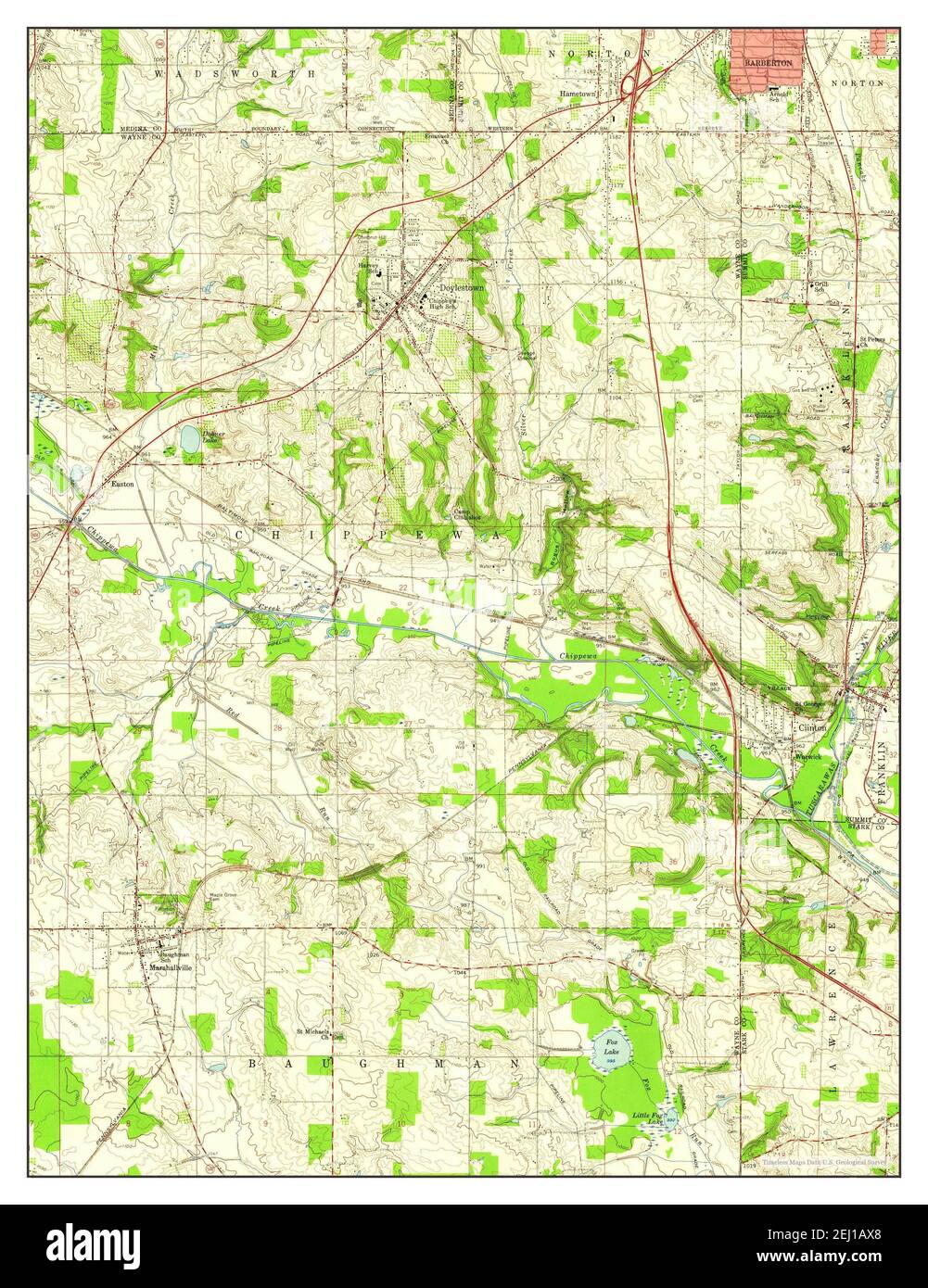 Doylestown, Ohio, map 1958, 124000, United States of America by