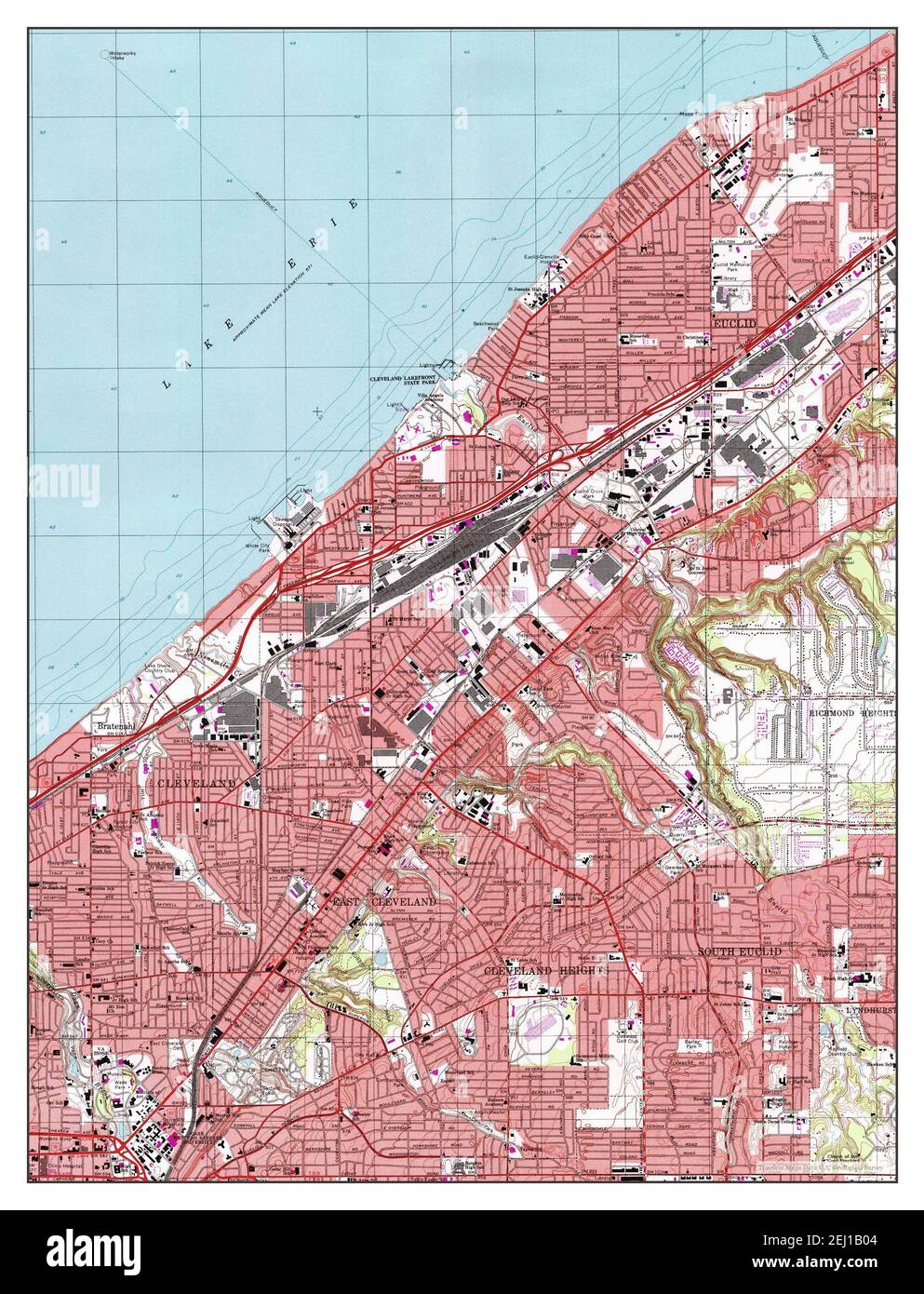 East Cleveland, Ohio, map 1994, 1:24000, United States of America by Timeless Maps, data U.S. Geological Survey Stock Photo
