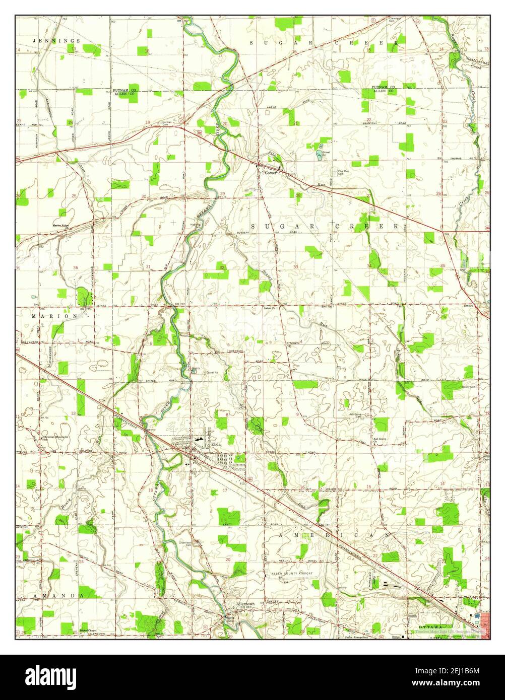 Elida, Ohio, map 1960, 124000, United States of America by Timeless