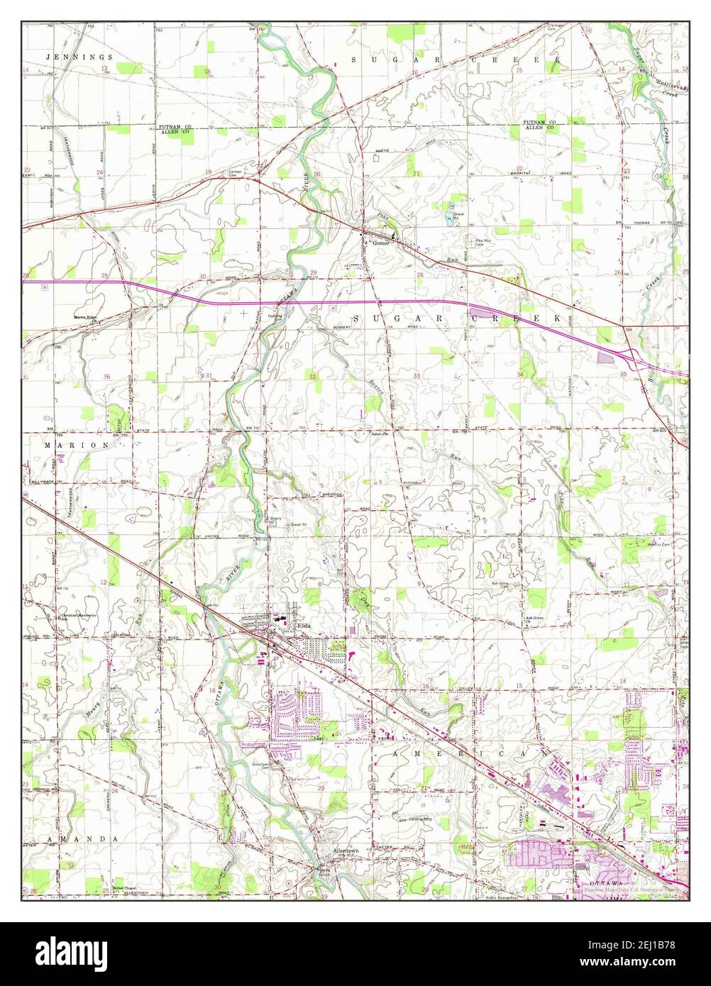 Elida, Ohio, map 1960, 124000, United States of America by Timeless