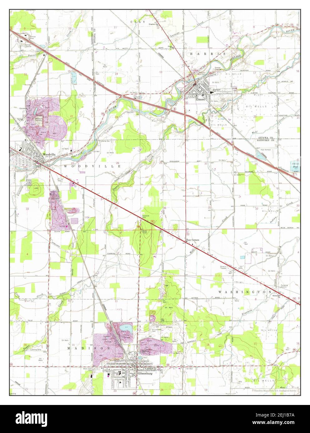 Elmore, Ohio, map 1969, 124000, United States of America by Timeless