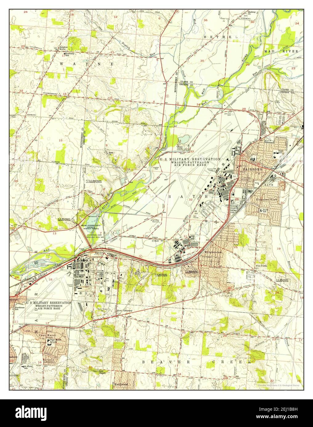 Fairborn, Ohio, map 1955, 124000, United States of America by Timeless Maps, data U.S