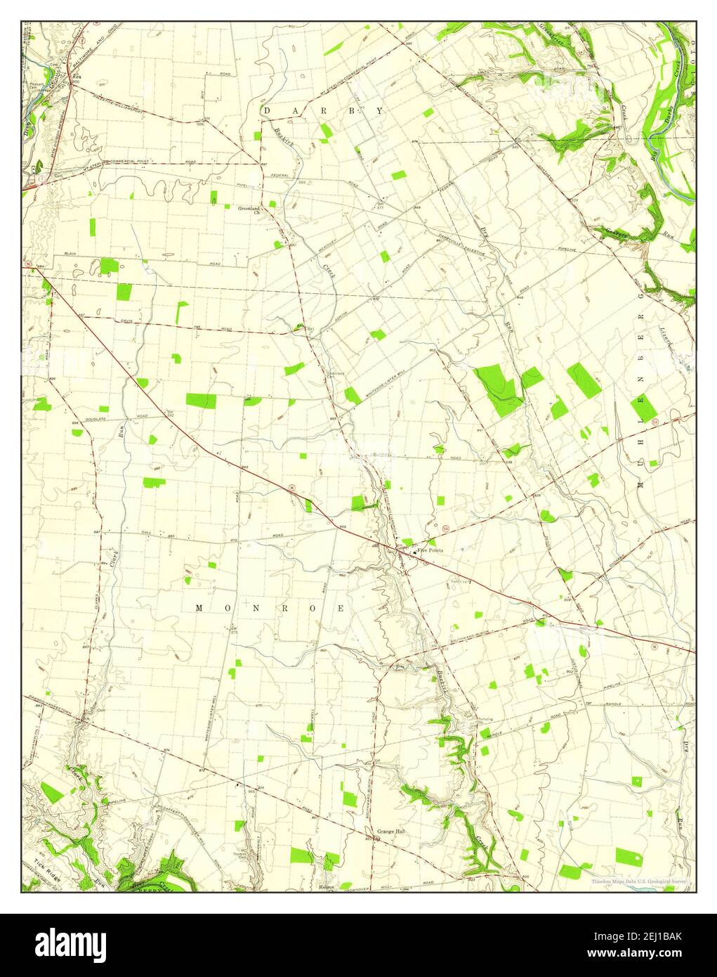 Five Points, Ohio, map 1958, 124000, United States of America by