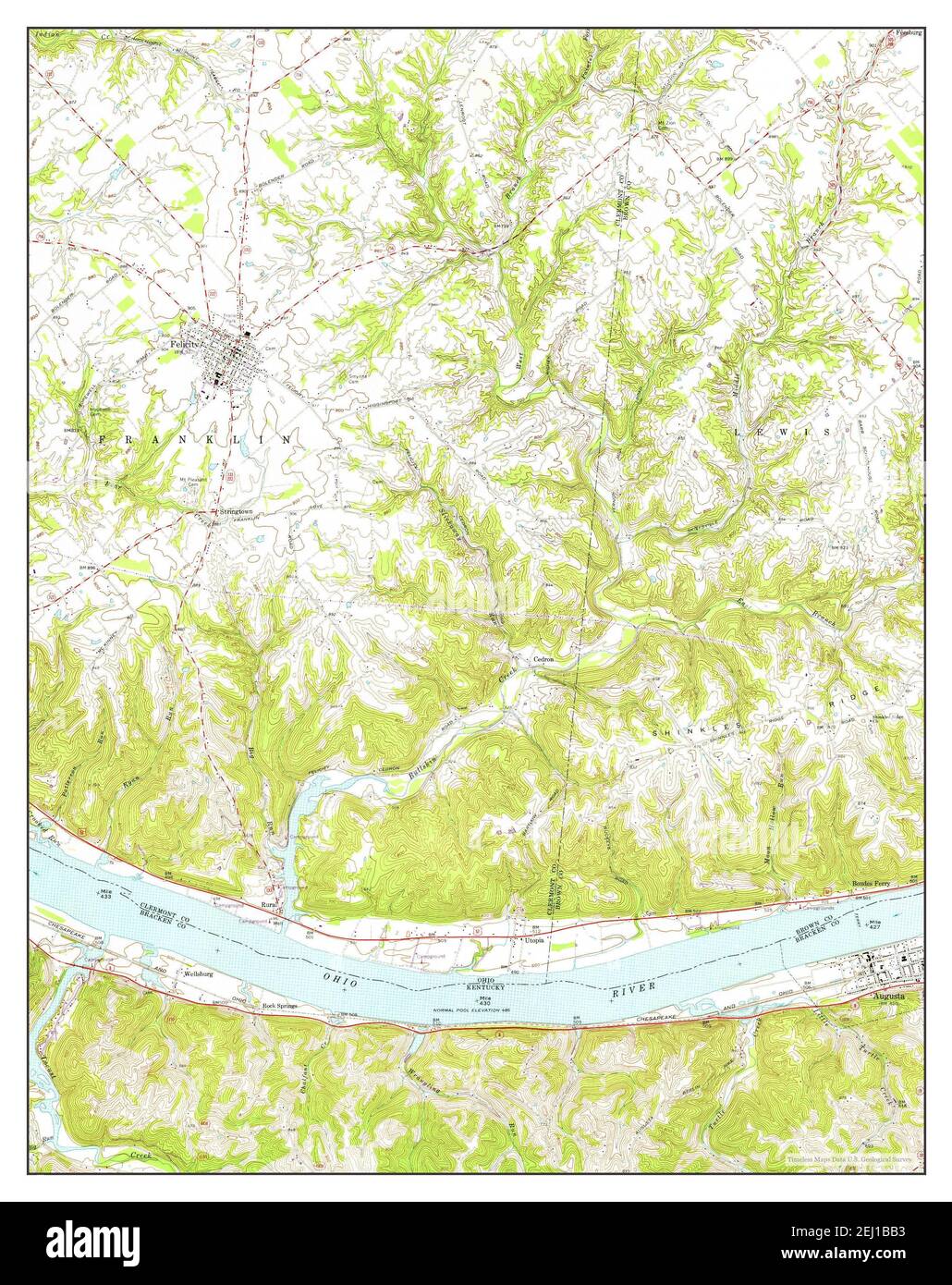 Felicity, Ohio, map 1968, 124000, United States of America by Timeless