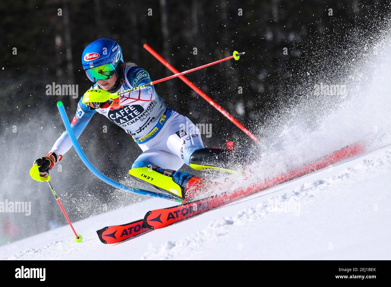 Cortina, Italy. 20th Feb, 2021. MIKAELA SHIFFRIN (USA) on her way to win Bronze Medal during 2021 FIS Alpine World SKI Championships Slalom Women. Credit: Sergio Bisi/LPS/ZUMA Wire/Alamy Live News Stock Photo