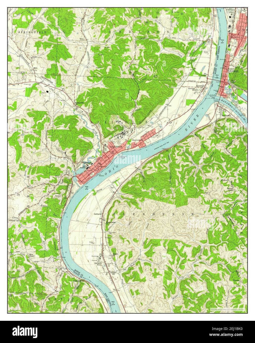 Gallipolis, Ohio, map 1958, 1:24000, United States of America by ...